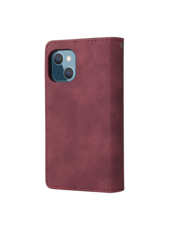 S-TOP Case For iPhone 13 Multifunctional Phone Leather Case with Card Slot & Holder & Zipper Wallet & Photo Frame - Image 3