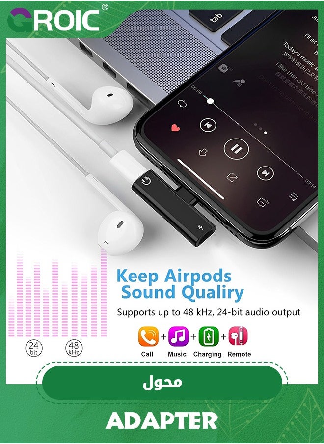GROIC Black 2 in 1 Dual Charger Calling Adapter for iPhone Connector Splitter Audio Converter Support Charging Calling  - Image 5