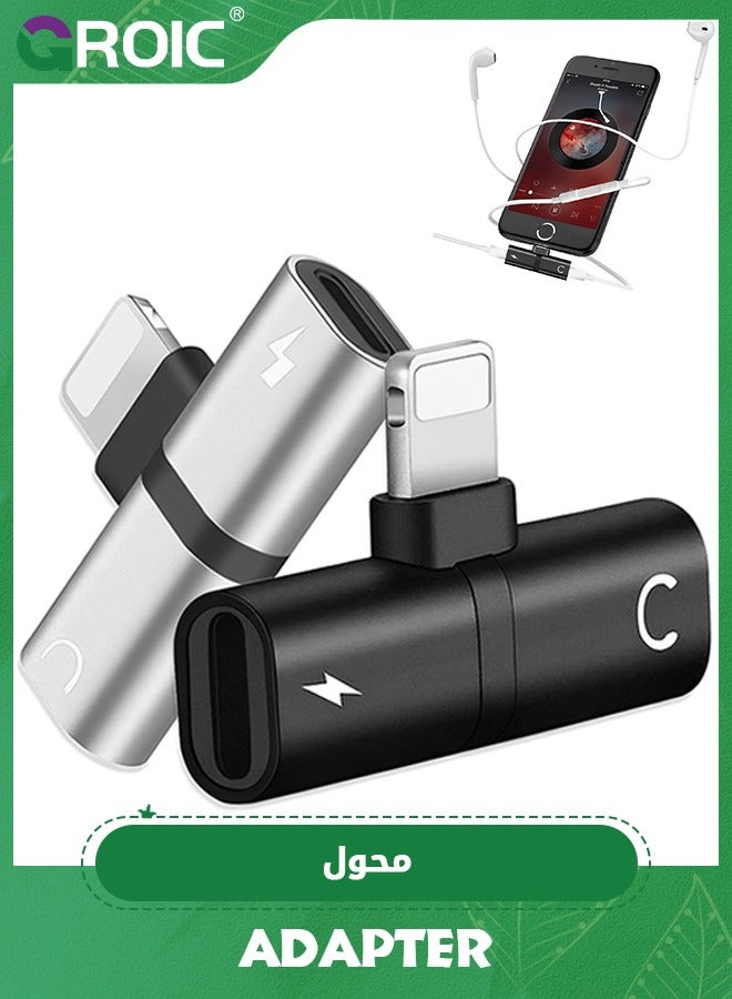 GROIC Black 2 in 1 Dual Charger Calling Adapter for iPhone Connector Splitter Audio Converter Support Charging Calling