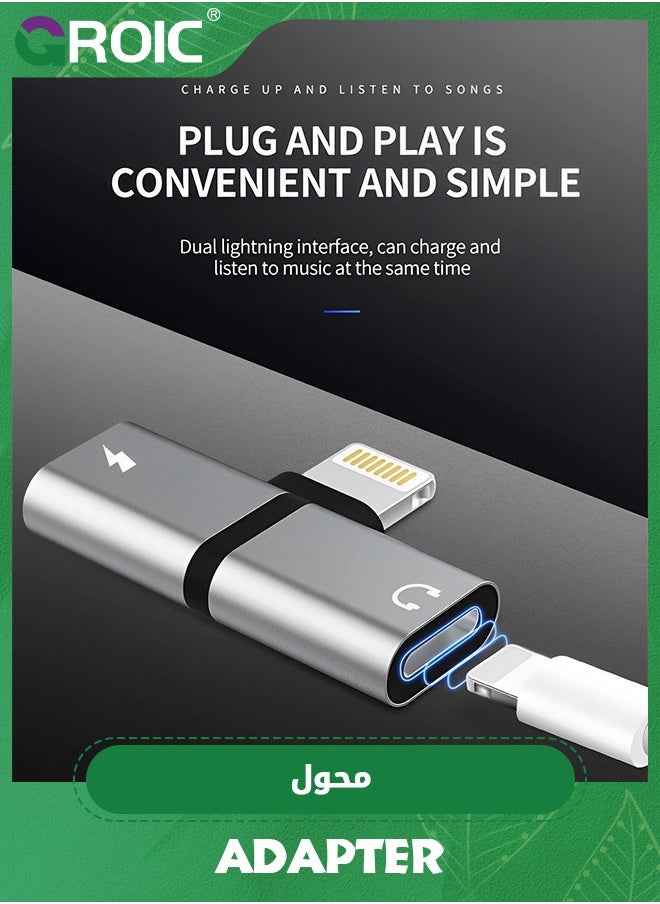 GROIC Black 2 in 1 Dual Charger Calling Adapter for iPhone Connector Splitter Audio Converter Support Charging Calling  - Image 3