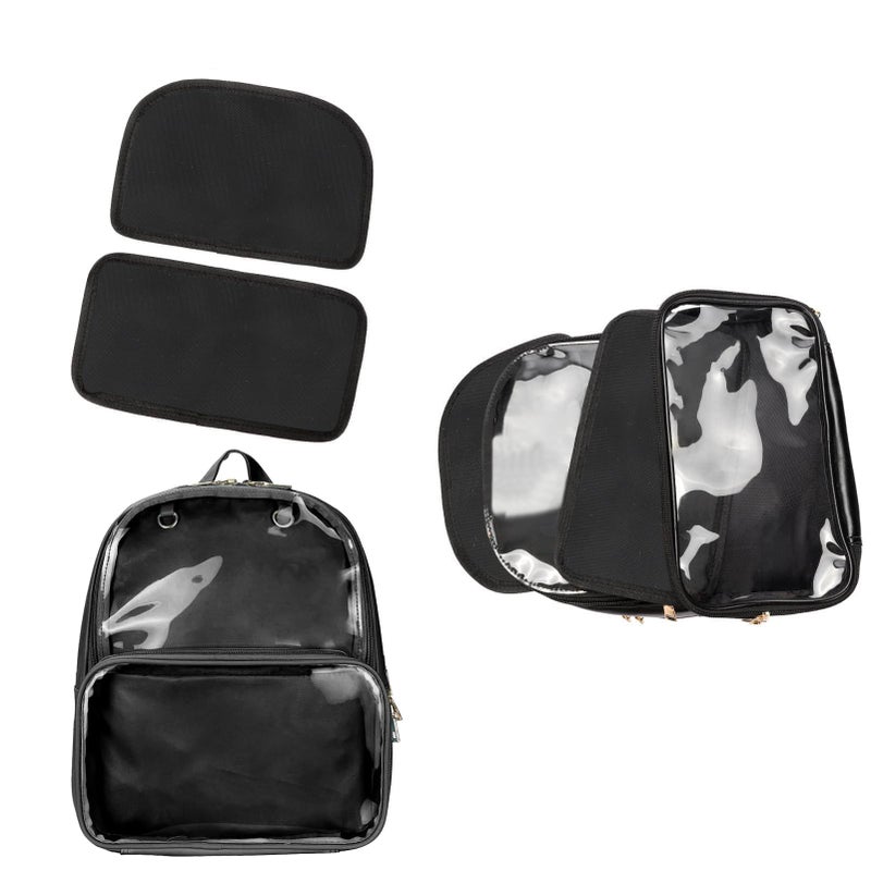 STEAMEDBUN Ita Bag Double Window Candy PU Leather Backpack Kawaii Pins Bag with insert(Black-Large) - Image 2