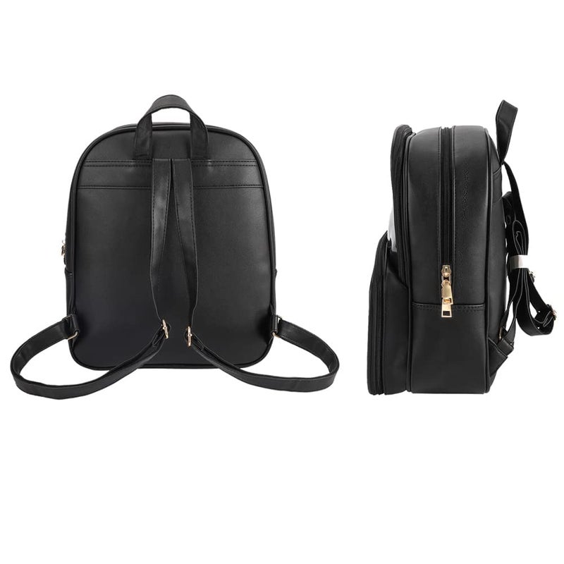 STEAMEDBUN Ita Bag Double Window Candy PU Leather Backpack Kawaii Pins Bag with insert(Black-Large) - Image 4