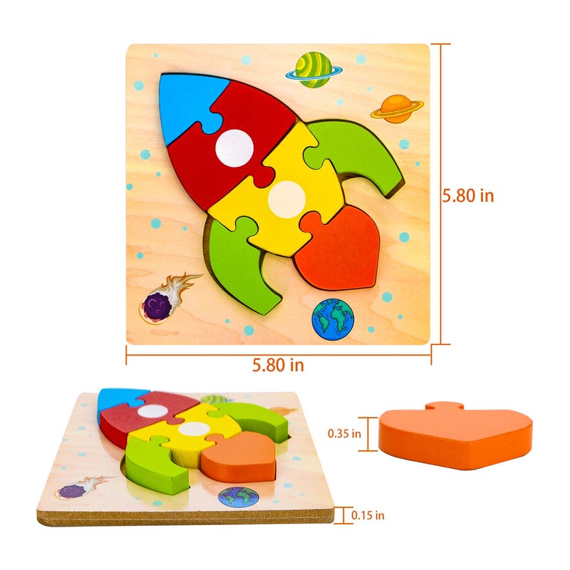SKYFIELD Wooden Vehicle Puzzles for 1 2 3 Years Old Boys Girls, Toddler Educational Developmental Toys Gift with 6 Vehicle Baby Montessori Color Shapes Learning Puzzles, Great Gift Ideas - Image 3