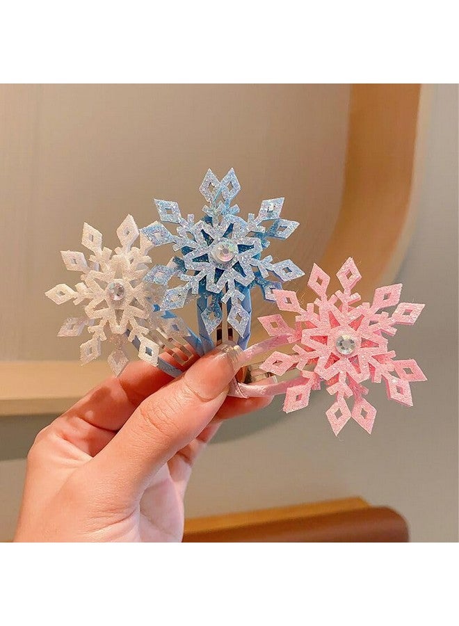 HANSAMU 8PCS Snowflake Hair Clip Blue White Christmas Hair Accessories for Women Xmas Bow Hair Clip Festive Snowflake Hairpins Holiday Hair Accessory Party Gifts - Image 4