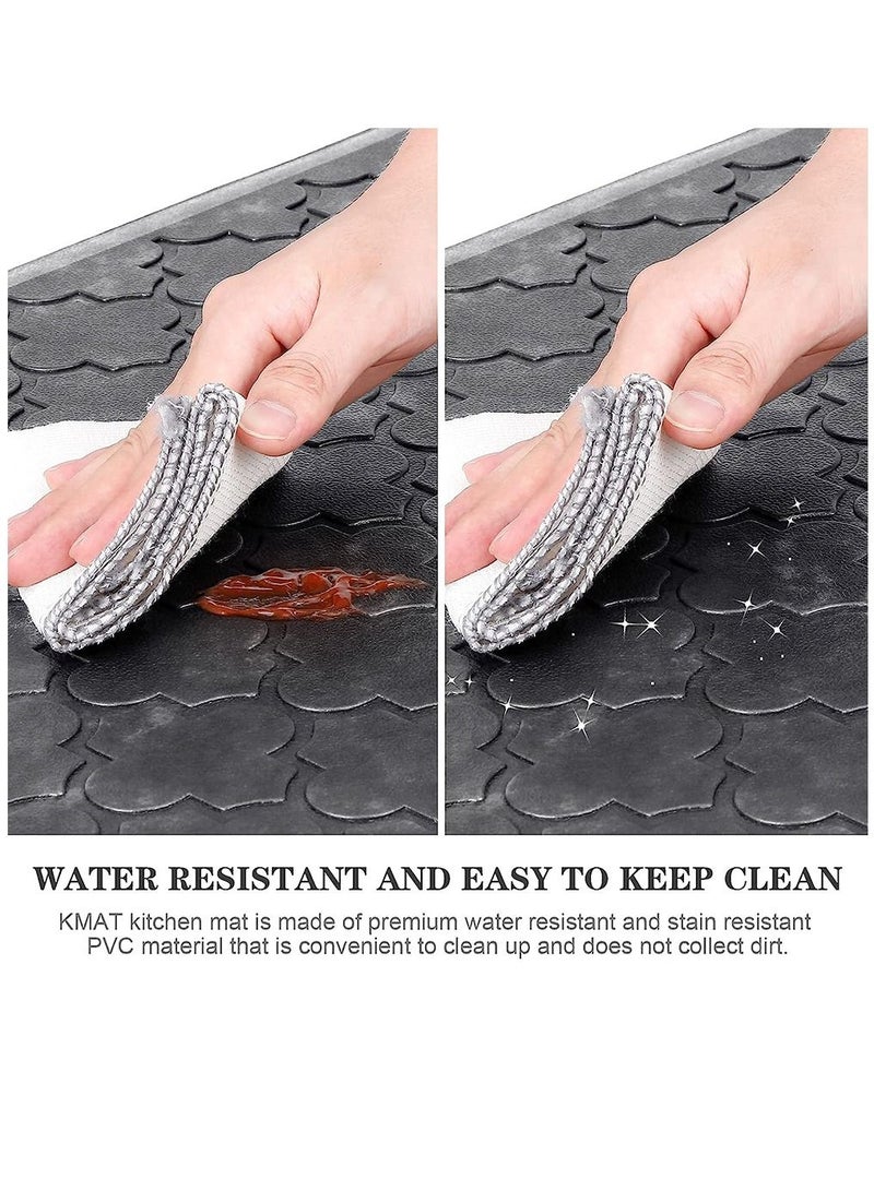عربست 2 قطعة سجادة مطبخ، سجادة مطبخ مبطنة مضادة للتعب، سجاد مطبخ سميك مقاوم للانزلاق مقاوم للماء للأرضية والغسيل والمغسلة والمكتب (رمادي) - Image 4