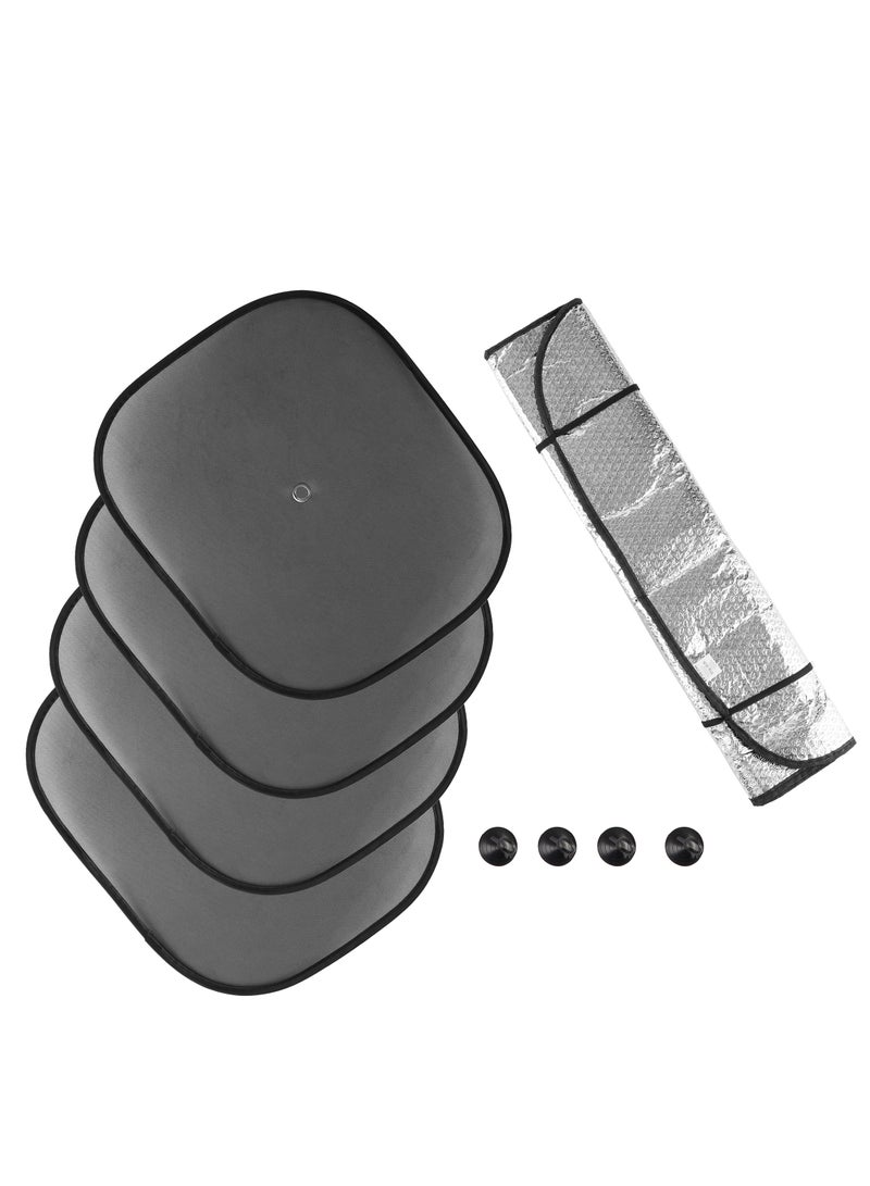Epsilon Car Sunshade Set- EPS1269| Universal Size, For All Seasons| Perfect for Protecting the Seats, Dash And Materials From Sun Exposure| Silver and Black  - Image 1