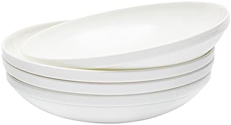 Vikko Pasta Bowls 85 Inch Salad Bowls White Soup Bowls Fine Bone China Pasta Bowls Set of 4 Microwave and Dishwasher Safe - Image 1