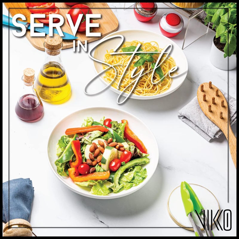Vikko Pasta Bowls 85 Inch Salad Bowls White Soup Bowls Fine Bone China Pasta Bowls Set of 4 Microwave and Dishwasher Safe - Image 3