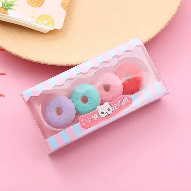 DEOXY Ice Cream Shaped Eraser Set for Kids, Stationary Set, Rubber for Kids, Kawaii Erasers, Fancy for Birthday Return Gift – Pack of 4 (QH-8418) - Image 4