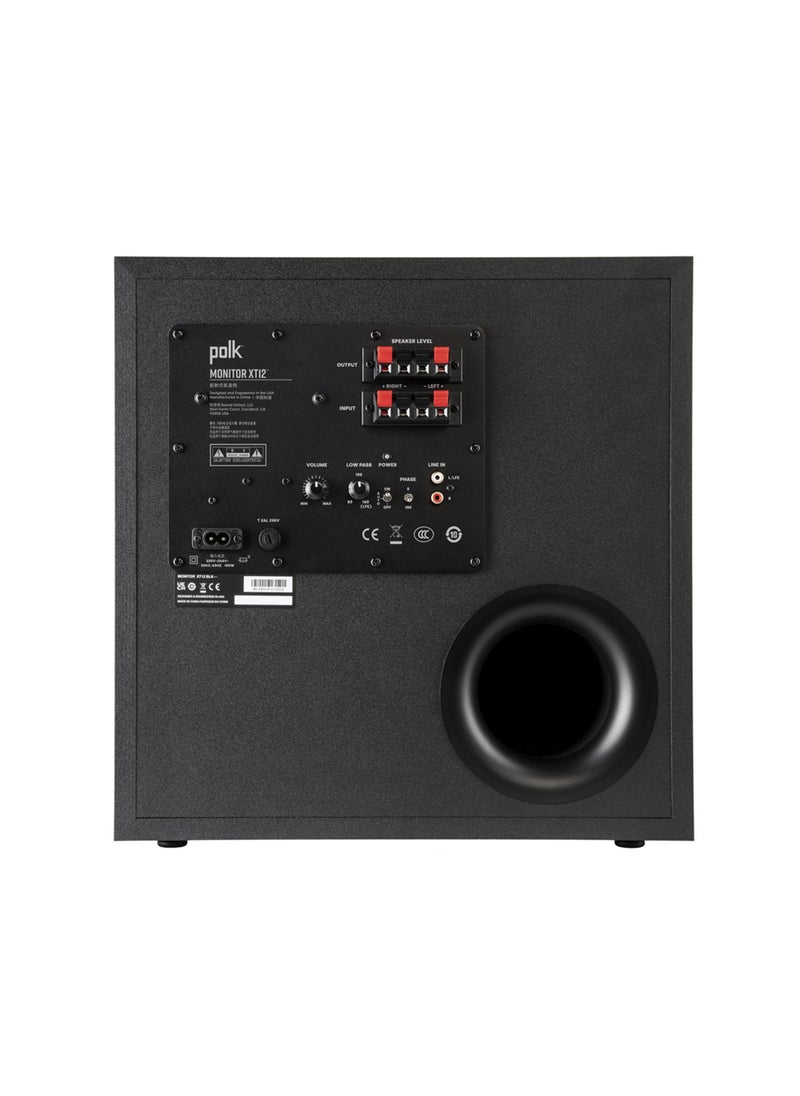 Polk Audio - Polk Monitor XT12 Powered Subwoofer - 12" Dynamic Balanced Woofer & 100W Dolby Atmos & DTS:X Compatible - Image 1