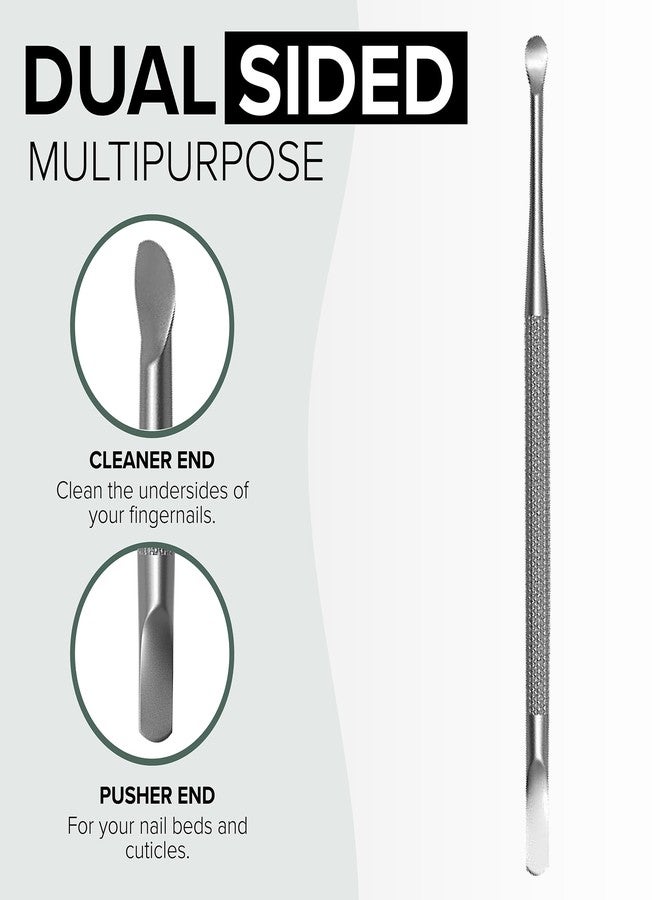 Tweezees Stainless Steel Nail Cuticle Pusher with Spoon Nail Cleaner - Professional Dual Sided Fingernail Cleaner for Under Nails - Saloon Quality Dual Ended Manicure & Pedicure Tool for Cuticle Care & Nails - Image 3