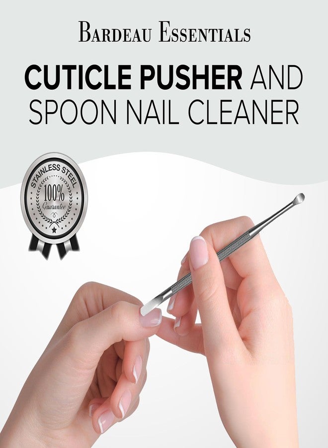 Tweezees Stainless Steel Nail Cuticle Pusher with Spoon Nail Cleaner - Professional Dual Sided Fingernail Cleaner for Under Nails - Saloon Quality Dual Ended Manicure & Pedicure Tool for Cuticle Care & Nails - Image 2