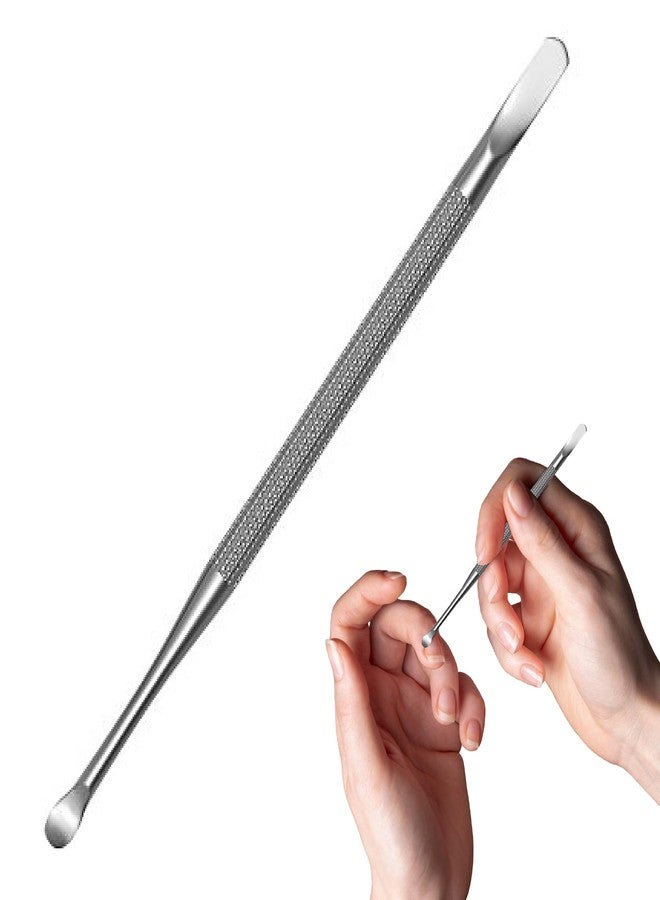 Tweezees Stainless Steel Nail Cuticle Pusher with Spoon Nail Cleaner - Professional Dual Sided Fingernail Cleaner for Under Nails - Saloon Quality Dual Ended Manicure & Pedicure Tool for Cuticle Care & Nails - Image 1