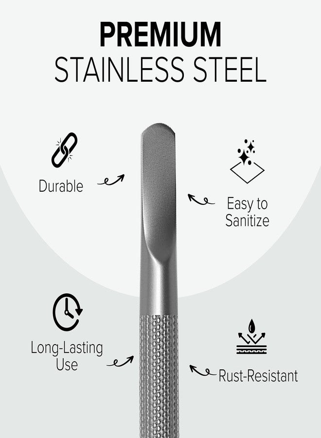 Tweezees Stainless Steel Nail Cuticle Pusher with Spoon Nail Cleaner - Professional Dual Sided Fingernail Cleaner for Under Nails - Saloon Quality Dual Ended Manicure & Pedicure Tool for Cuticle Care & Nails - Image 4