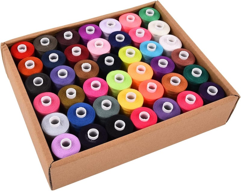 Polyester Sewing Threads Set, 1000 Yards 42 Colors Assorted Spools, High - Strength Machine Embroidery Thread for Household DIY Projects with Universal Compatibility - Image 1