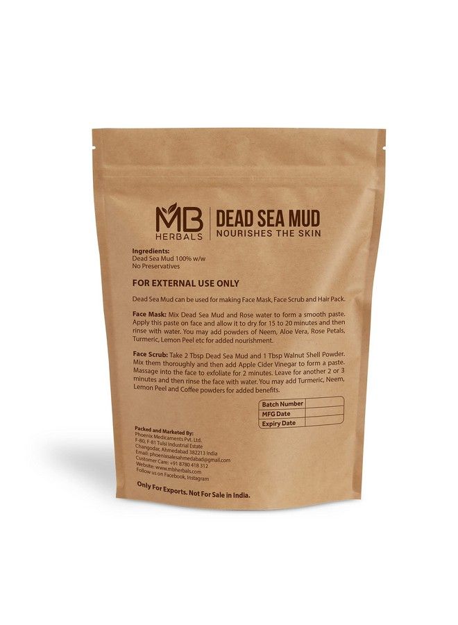 MB Herbals Dead Sea Mud 227 Gram : Half Pound : Nourishes Exfoliates Softens & Detoxify the Skin : DRY CLAY POWDER - Image 3