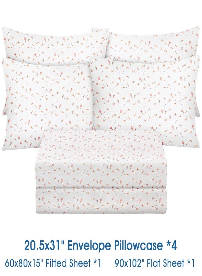 BYSURE Queen Sheet Set 6 Pieces (Pink Floral), Cottage Core Botanical Patterned Sheets, Victorian Flower Microfiber Bedding Decor - Image 3