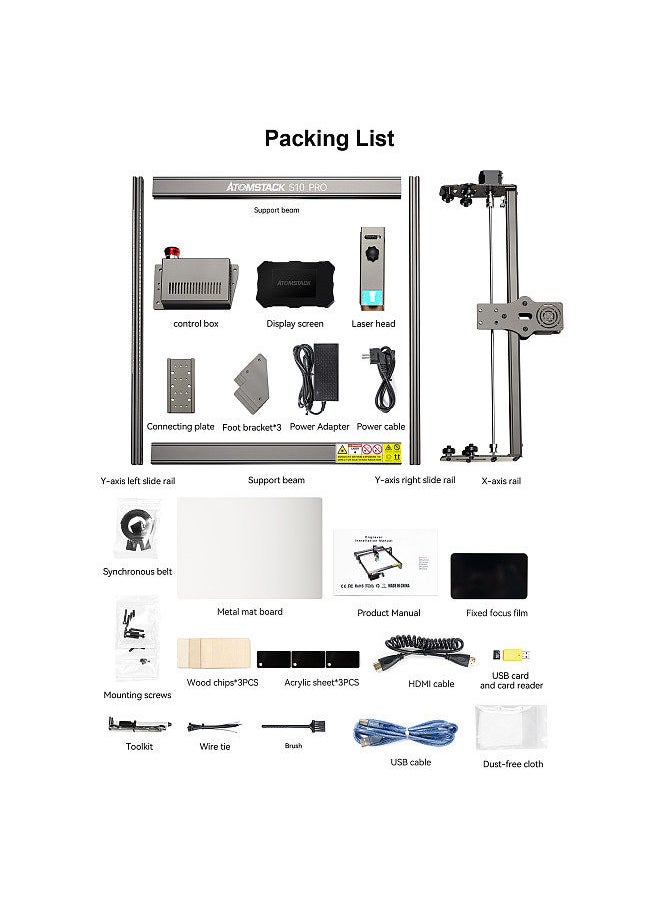 ATOMSTACK - S10 Pro CNC Desktop DIY Laser Engraving Cutting Machine with 410x400mm Engraving Area Fixed-Focus Ultra-thin Laser High-Energy with Eye Protection Quick Assembly Aluminum Alloy Structure - Image 1