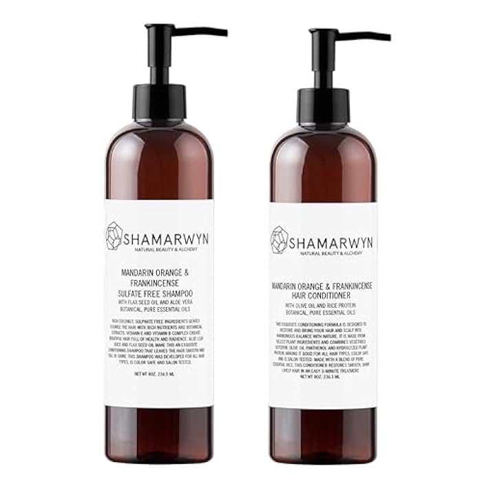 Shampoo, Conditioner Set, Mandarin Orange and Frankincense Sulfate Free Natural,Organic Color Safe 8oz each - Image 1