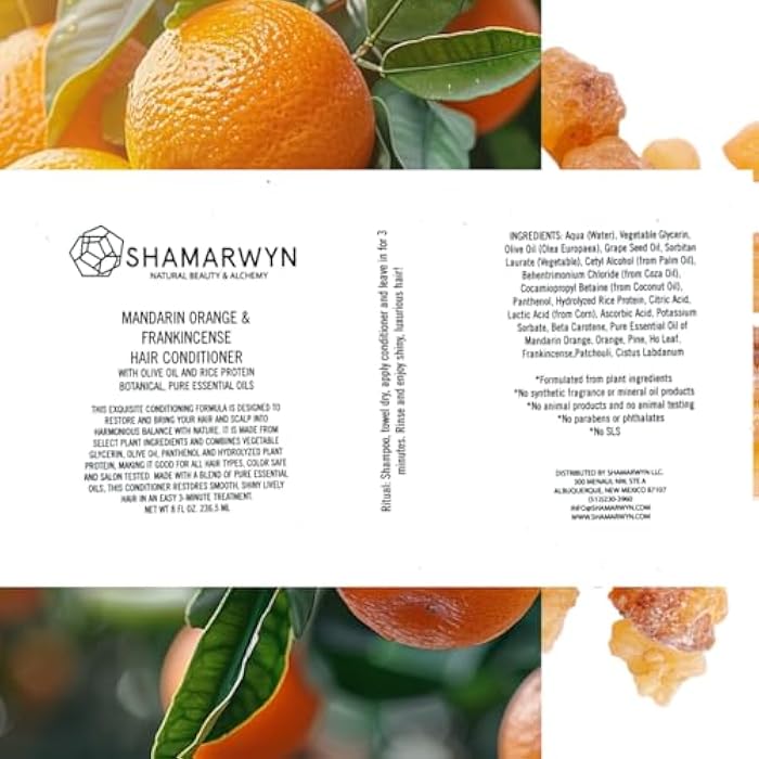 Shampoo, Conditioner Set, Mandarin Orange and Frankincense Sulfate Free Natural,Organic Color Safe 8oz each - Image 3