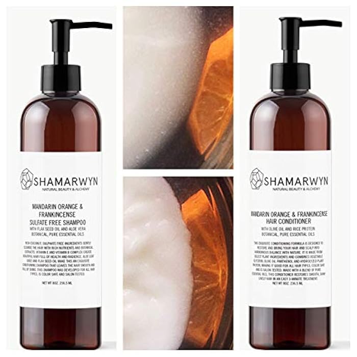 Shampoo, Conditioner Set, Mandarin Orange and Frankincense Sulfate Free Natural,Organic Color Safe 8oz each - Image 2