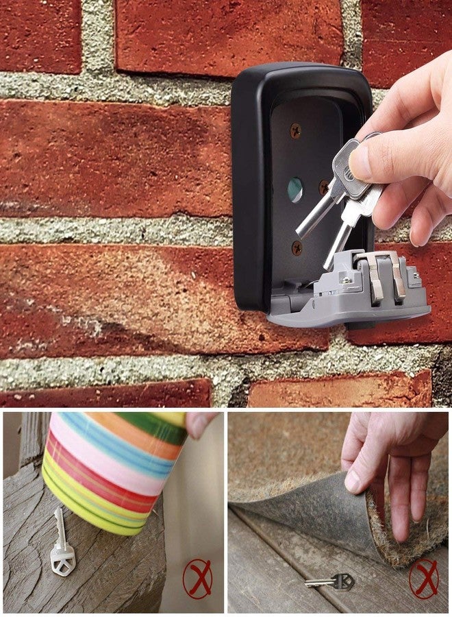 أوريا صندوق قفل لتخزين المفاتيح من أوريا، صندوق قفل مركب بأربعة أرقام، صندوق قفل مثبت على الحائط، رمز قابل لإعادة الضبط، سعة 5 مفاتيح، فضي - Image 2