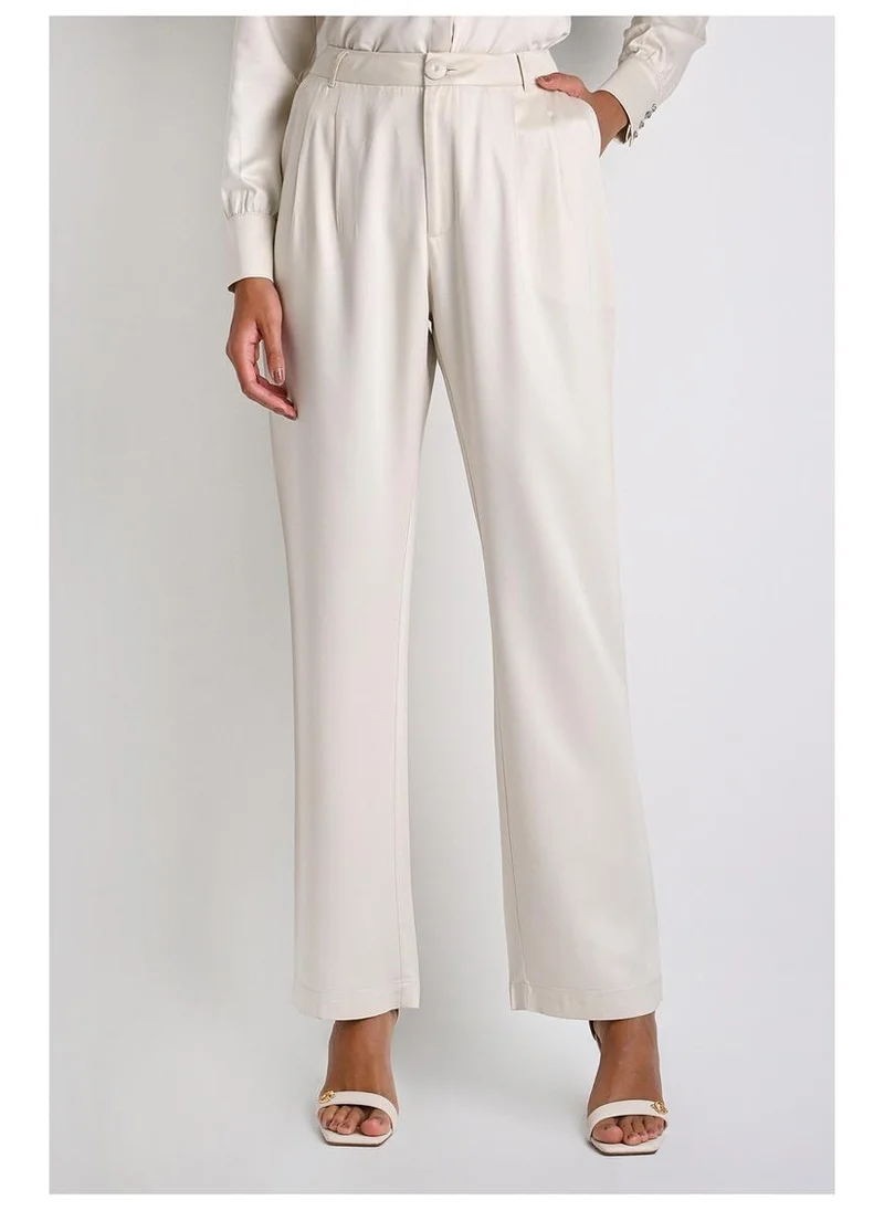 Carmen Steffens  Classic Pleated Off-White Pants for Women | Best Price UAE