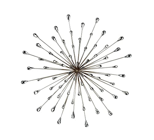 TRIPAR Large 28 DIA Silver Starburst Metal Wall Art Home Decor