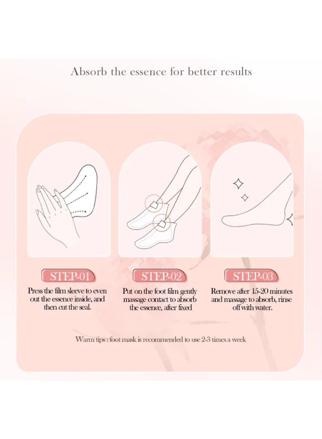 SADOER 5Pcs Exfoliating Foot Mask with Damask Rose Essence Intensive Nourishment Whitening Anti Cracking Peeling Hydrating Repairing Foot Care Mask SPA Level Feet Care Improve Roughness - Image 4