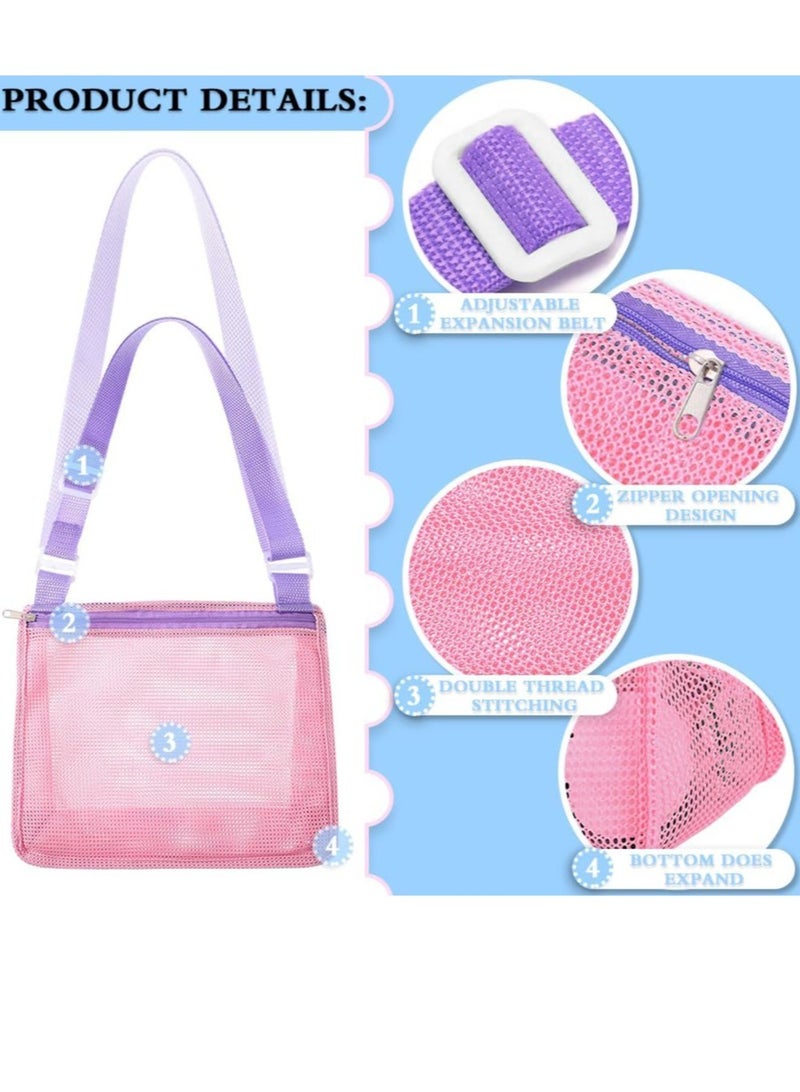 General Beach Toy Mesh Beach Bag, 3Pcs Seashell Collecting Bags with Adjustable Shoulder Straps, Sand Toys for Kids Shell Bags for Picking Up Shells  - Image 2