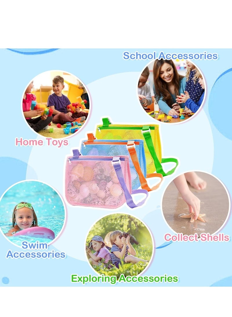 General Beach Toy Mesh Beach Bag, 3Pcs Seashell Collecting Bags with Adjustable Shoulder Straps, Sand Toys for Kids Shell Bags for Picking Up Shells  - Image 5