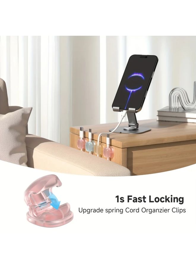 Transparent Pink Magnetic Cable Clips 12 Pcs for Office Desk Wire Organization - Image 3