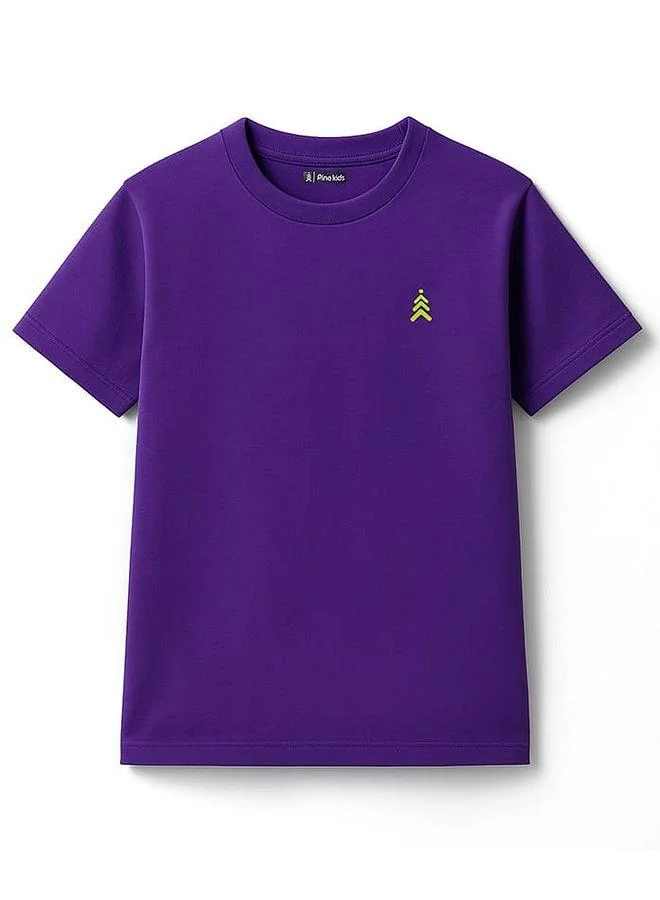 Pine Kids Pine Kids Cotton Knit Half Sleeves T-Shirt With Brand Logo Print - Purple