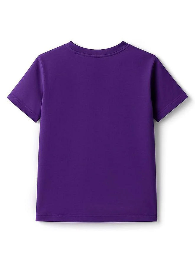 Pine Kids Pine Kids Cotton Knit Half Sleeves T-Shirt With Brand Logo Print - Purple