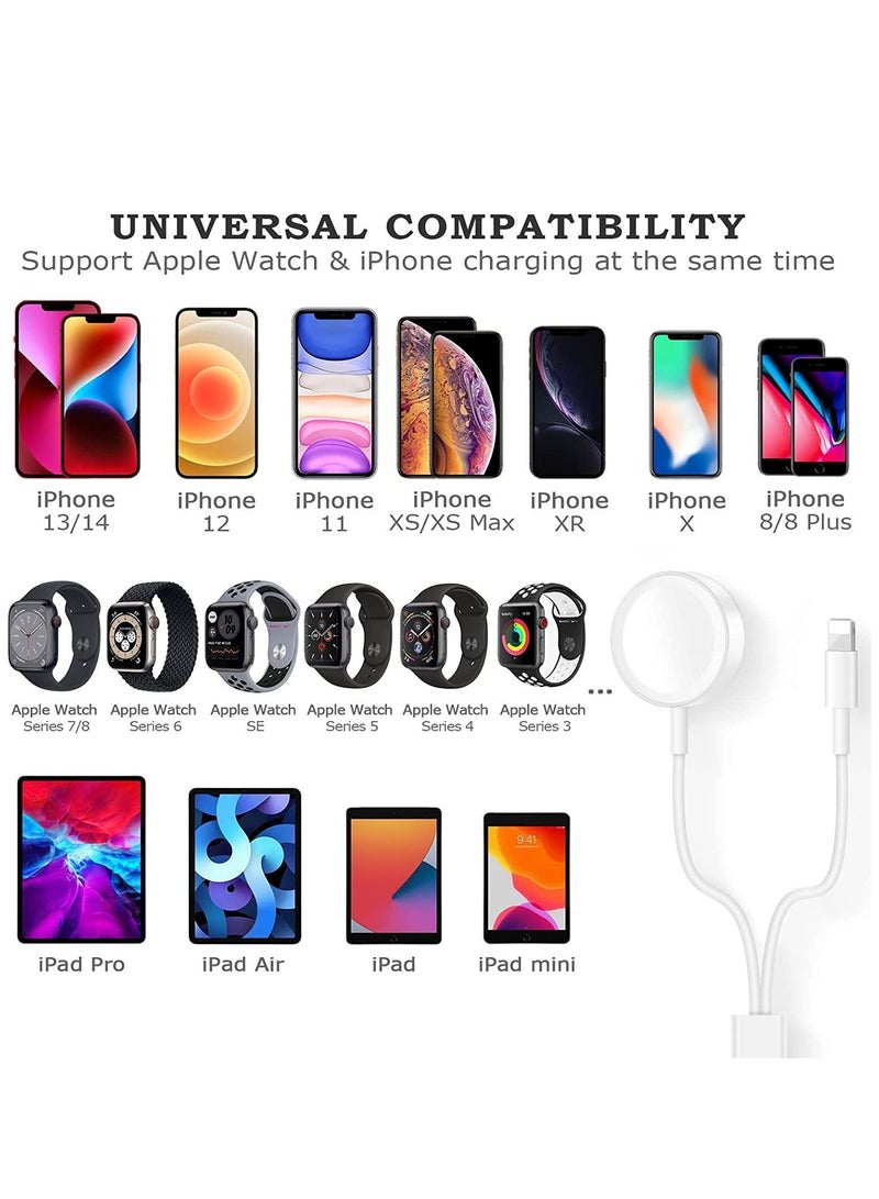 Update Version Smart Watch Charger Wireless USB 3.9 ft/1.2 m Charging Cable for Watch Series SE/8/7/6/5/4/3/2/1 & Phone 14/13/12/11/Pro/Max/XR/XS/XS Max/X&Pad Series  - Image 2