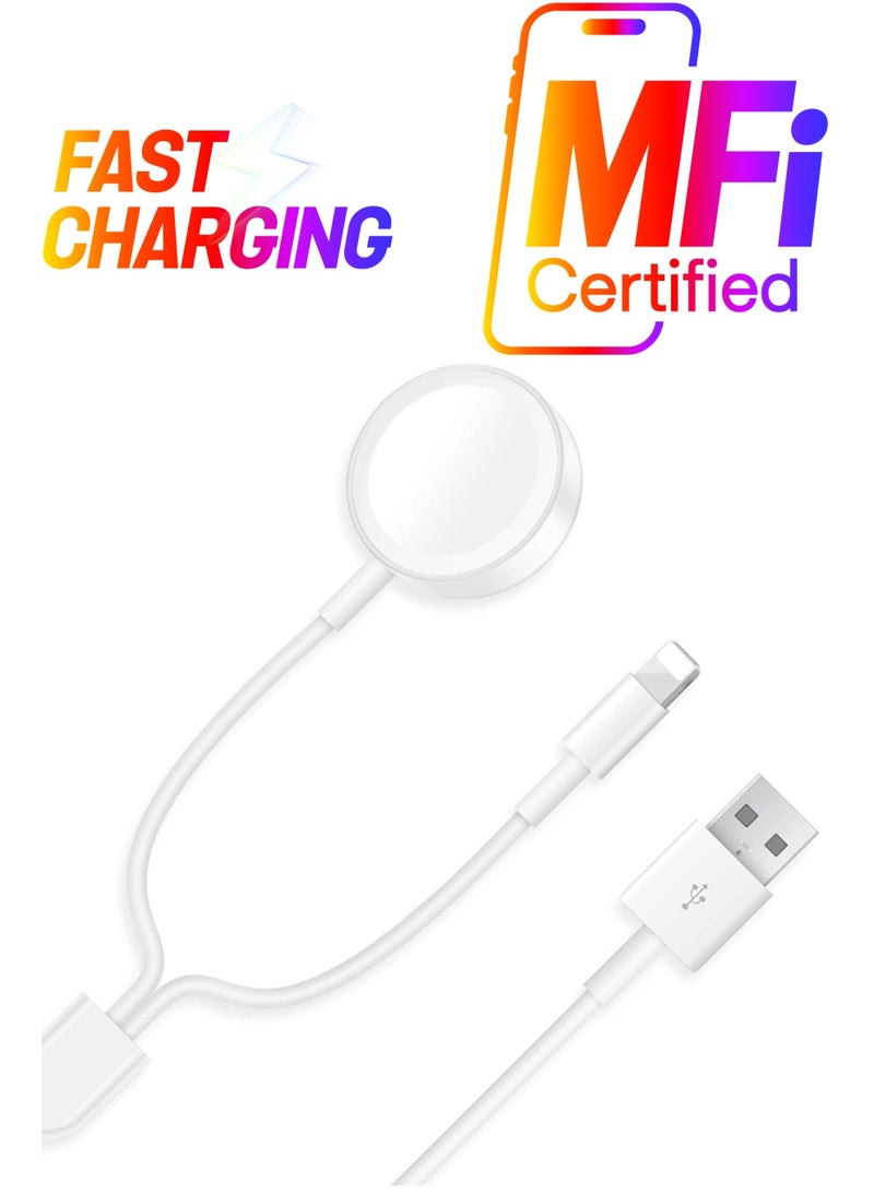 Update Version Smart Watch Charger Wireless USB 3.9 ft/1.2 m Charging Cable for Watch Series SE/8/7/6/5/4/3/2/1 & Phone 14/13/12/11/Pro/Max/XR/XS/XS Max/X&Pad Series  - Image 1