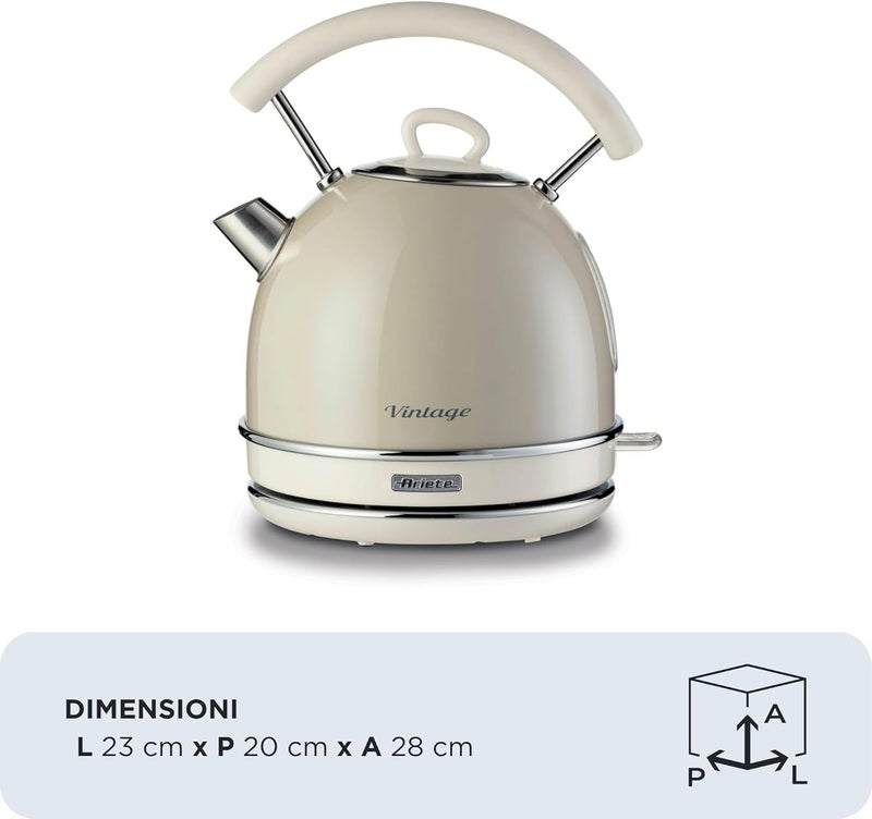 ARIETE VINTAGE KETTLE 1.7L CREAM/BEIGE 2877-BG, ART2877-BG - Image 2