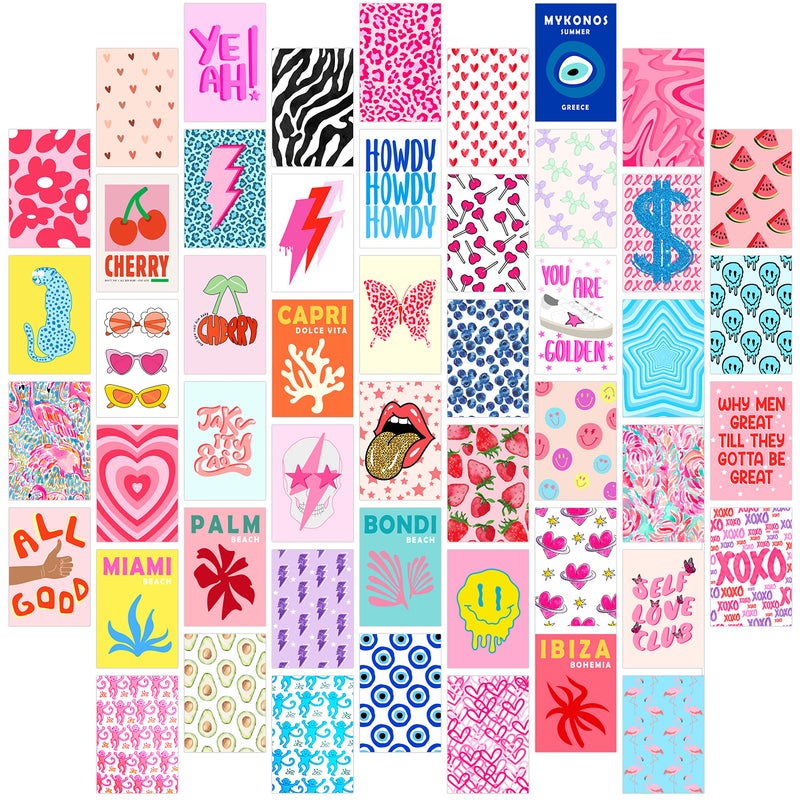 WaschbÃ¤r Waschbär Aesthetic Pictures Wall Collage Kit, Preppy Room Decor, 50 PCS Trendy Dorm Decorations for Teens and Young Adults, Preppy Things, Posters for Room Bedroom - Image 1