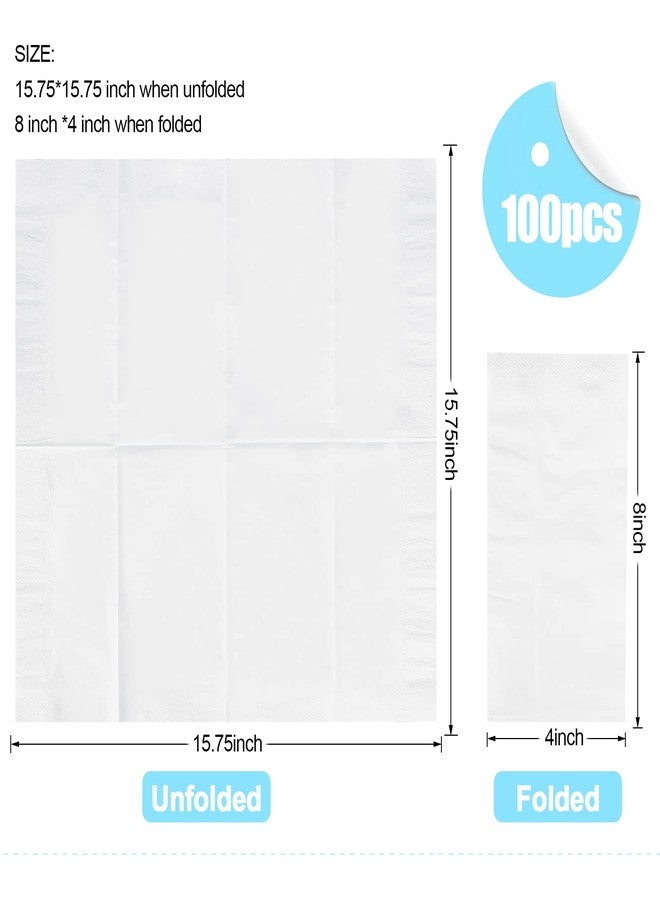 YOCHANDA 100 Pack Paper Napkins Guest Towels Disposable, Premium Quality 2-ply Dinner Napkins Disposable Soft, Absorbent, Party Napkins Wedding Napkins for Kitchen, Dinners or Events (white paper, Count, 100) - Image 2