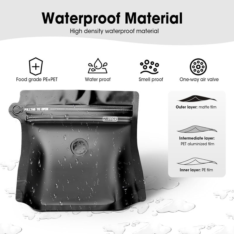 ODDIER 3.5oz 1/5 lb 60pcs Coffee Bags with Valve,Vented Coffee Bag Barrier Bags Coffee Packaging Coffee Storage Pouches Stand-up Bags for Food Diamond Shaped Need to Use Heat Sealing Machine（Black） - Image 5