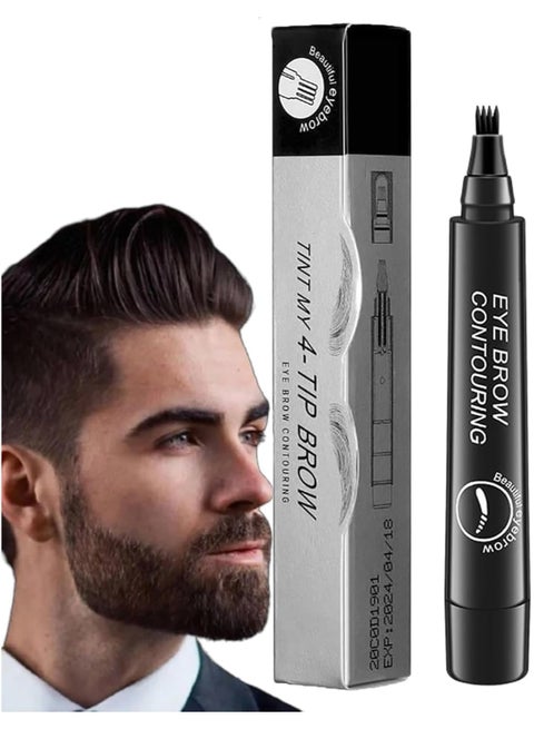 Beard Color Pen for Men - Waterproof & Sweat Resistant Mustache Dye, Natural Looking Beard Filler Pencil with Gentle Formula, Long Lasting Gray Coverage, Easy Application for Home & Barber Use (Black)