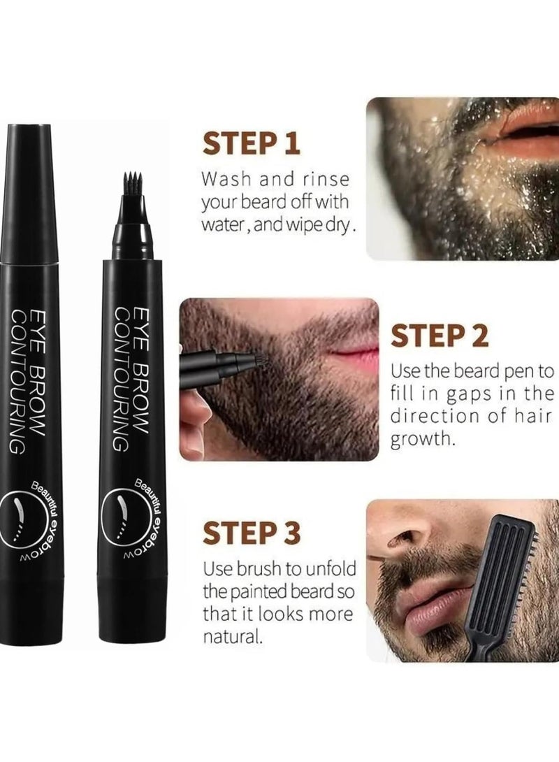 ATRJSZ Beard Color Pen for Men - Waterproof & Sweat Resistant Mustache Dye, Natural Looking Beard Filler Pencil with Gentle Formula, Long Lasting Gray Coverage, Easy Application for Home & Barber Use (Black) - Image 2