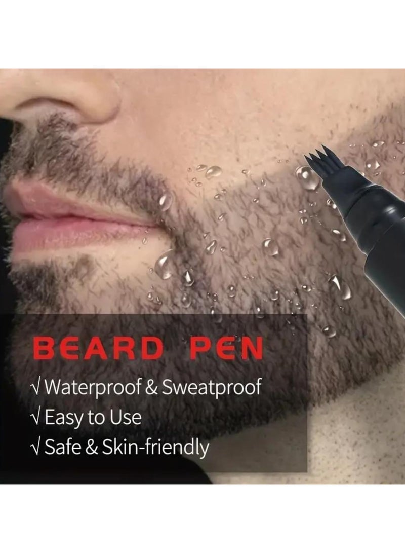 ATRJSZ Beard Color Pen for Men - Waterproof & Sweat Resistant Mustache Dye, Natural Looking Beard Filler Pencil with Gentle Formula, Long Lasting Gray Coverage, Easy Application for Home & Barber Use (Black) - Image 3