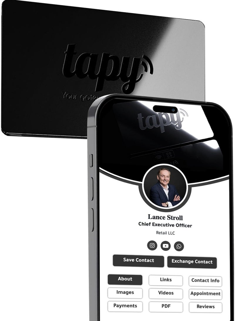 Tapy NFC Digital Business Card Premium Silver metal Smart Card Instant Networking Contactless Technology iOS and Android Compatible Powered by Microsoft - Image 1