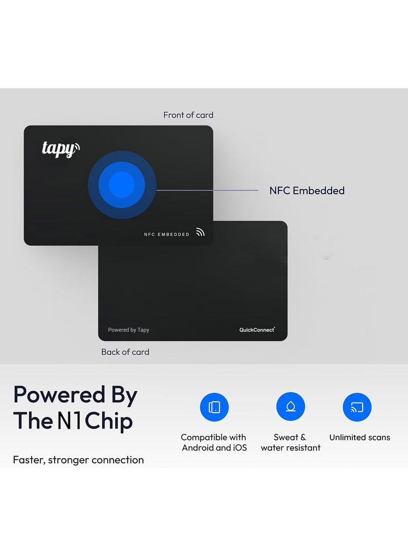 Tapy NFC Digital Business Card Premium Silver metal Smart Card Instant Networking Contactless Technology iOS and Android Compatible Powered by Microsoft - Image 5