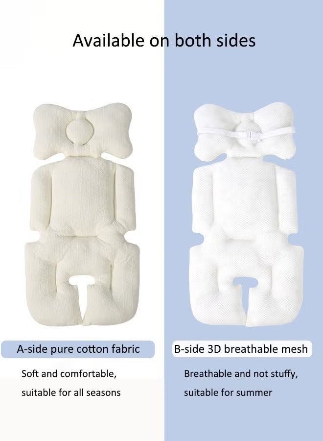 جورفنت وسادة مقعد عربة الأطفال، وسادة مقعد كرسي الطعام للأطفال، وسادات دعم العمود الفقري لعربة الأطفال متوفرة على كلا الجانبين، مرونة عالية، مناسبة لجميع الفصول، بيج - Image 5