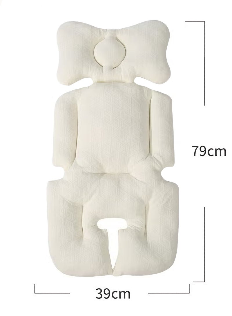 جورفنت وسادة مقعد عربة الأطفال، وسادة مقعد كرسي الطعام للأطفال، وسادات دعم العمود الفقري لعربة الأطفال متوفرة على كلا الجانبين، مرونة عالية، مناسبة لجميع الفصول، بيج - Image 2