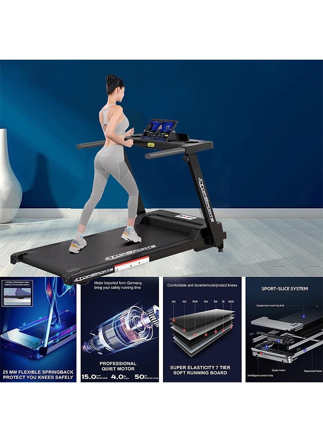 Favarey Foldable Electric Treadmill, 2.5 Horsepower at Peak, Withstands a Weight of 100 Kg, with LED Screen, for Walking & Running, Cardio Exercise Machine, Store Under Bed/Sofa, Preset and Adjustable Programs  - Image 2