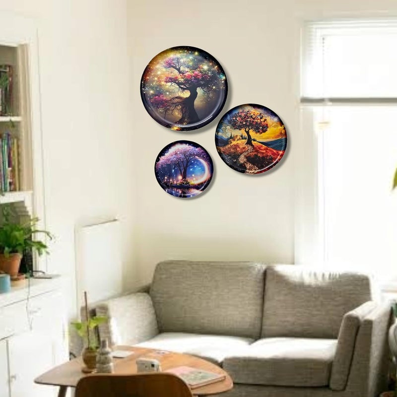 Noblenest 3 Pcs Madhubani Metal Wall Plates 12, 10, 8 Inch, Wall Decoration Items For Living Room, Bedroom, Office | Wall Decor, Gift Items, Wall Hanging Decorations (Tree of Life) - Image 4
