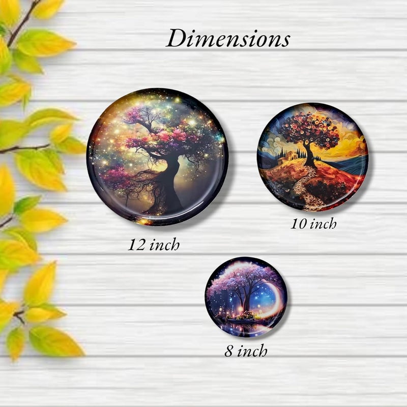 Noblenest 3 Pcs Madhubani Metal Wall Plates 12, 10, 8 Inch, Wall Decoration Items For Living Room, Bedroom, Office | Wall Decor, Gift Items, Wall Hanging Decorations (Tree of Life) - Image 3